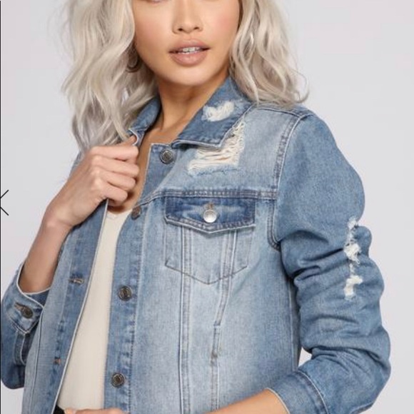 Working Title Denim Distressed Jacket Size Large - Picture 2 of 16